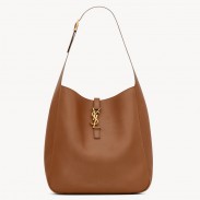 Saint Laurent Le 5 À 7 Soft Large Shoulder Bag in Brown Leather