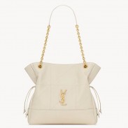 Saint Laurent Jamie Small Shopping Bag in White Lambskin