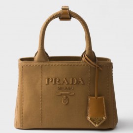 Prada Jardiniere Mini Tote Bag in Brown Cotton Canvas
