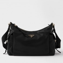 Prada Explore Large Shoulder Bag in Black Nappa Lambskin