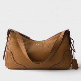 Prada Aimee Large Shoulder Bag in Brown Buckskin
