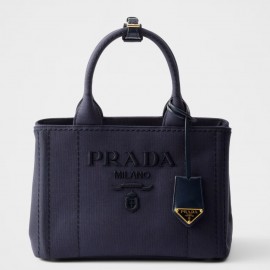 Prada Jardiniere Small Tote Bag in Blue Cotton Canvas