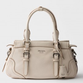 Prada Large Tote Bag in White Buckskin
