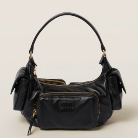 Miu Miu Pocket Shoulder Bag in Black Nappa Leather