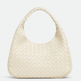 Bottega Veneta Campana Medium Bag in Sea Salt Intrecciato Lambskin