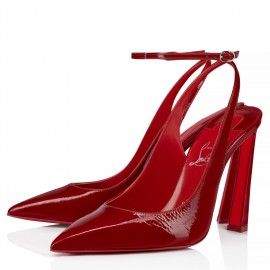 Christian Louboutin Condora Strap Pumps 100mm in Red Vog Patent Leather