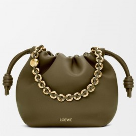 Loewe Mini Flamenco Purse Bag in Dark Khaki Nappa Lambskin