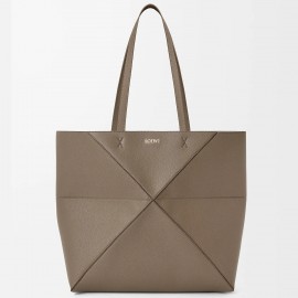 Loewe Medium Horizontal Puzzle Fold Tote Bag in Taupe Grained Leather