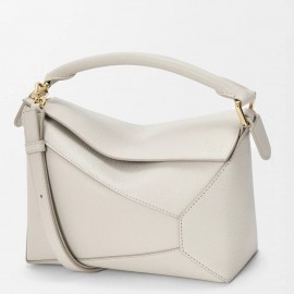 Loewe Puzzle Edge Small Bag in Light Ghost Soft Grained Leather