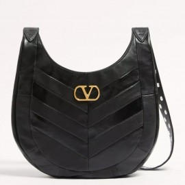 Valentino Hoboho Small Hobo Bag in Black Nappa Leather