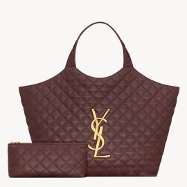 Saint Laurent Icare Maxi Shopping Bag in Bordeaux Quilted Lambskin