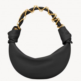 Saint Laurent Amalia Mini Hobo Bag in Black Lambskin