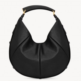 Saint Laurent Mombasa Medium Hobo Bag in Black Leather