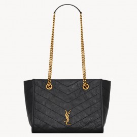 Saint Laurent Niki Small Shopping Bag in Black Vintage Calfskin