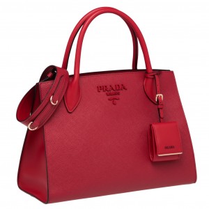 Prada Large Monochrome Bag In Red Saffiano Leather