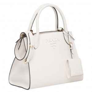 Prada Monochrome Bag In White Saffiano Leather