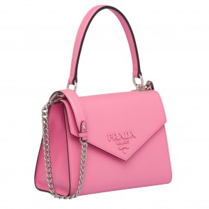 Prada Monochrome Top Handle Bag In Pink Saffiano Leather