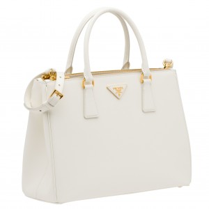 Prada Galleria Medium Bag In White Saffiano Leather