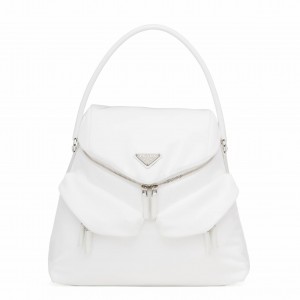 Prada Signaux Hobo In Bag In White Nylon