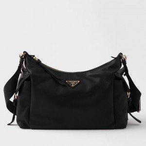 Prada Explore Large Shoulder Bag in Black Nappa Lambskin