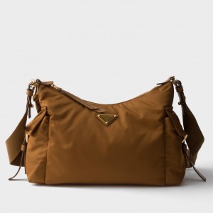Prada Explore Large Shoulder Bag in Brown Re-Nylon