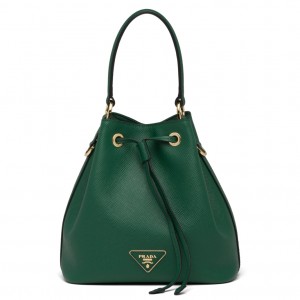 Prada Bucket Bag In Green Saffiano Leather 