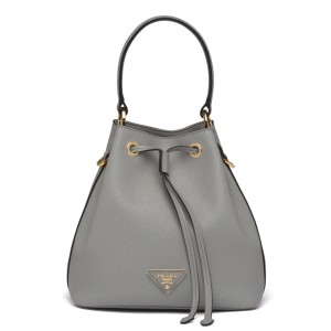 Prada Bucket Bag In Grey Saffiano Leather 