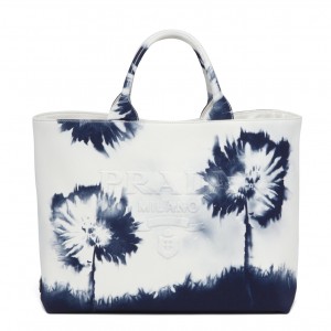 Prada Drill Tote Bag with Blue Printed