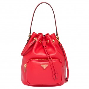Prada Bucket Bag In Red Calfskin 1BH038