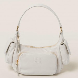 Miu Miu Pocket Shoulder Bag in White Nappa Leather