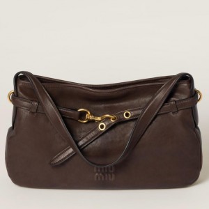 Miu Miu Aventure Medium Shoulder Bag in Briarwood Nappa Leather