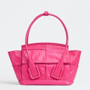 Bottega Veneta Mini Arco Bag In Pink Intrecciato Leather