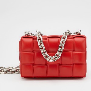 Bottega Veneta Chain Cassette Bag In Red Calfskin