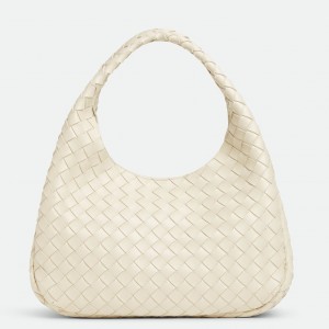 Bottega Veneta Campana Medium Bag in Sea Salt Intrecciato Lambskin