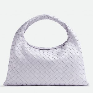 Bottega Veneta Small Hop Bag in Oyster Intrecciato Calfskin