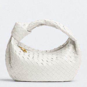 Bottega Veneta BV Jodie Teen Bag In White Intrecciato Leather