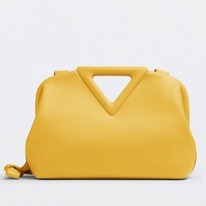 Bottega Veneta Small Point Top Handle Bag In Yellow Leather