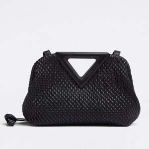 Bottega Veneta Small Point Bag In Black Quilted Leather