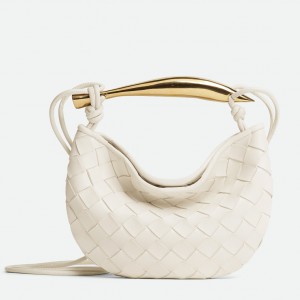 Bottega Veneta Sardine Mini Bag In White Intrecciato Lambskin