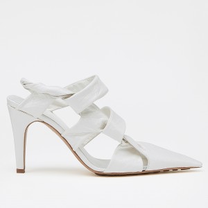 Bottega Veneta BV Point Slingback Sandals In White Lambskin