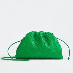 Bottega Veneta Mini Pouch In Green Intrecciato Lambskin