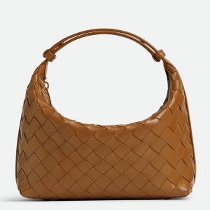 Bottega Veneta Mini Wallace Bag in Brown Intrecciato Calfskin