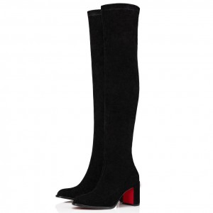 Christian Louboutin Stretchadoxa Botta Alta 70MM Boots in Black Suede