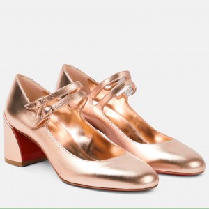 Christian Louboutin Miss Jane Pumps 55mm In Gold Iridescent Leather