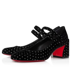 Christian Louboutin Miss Jane Pumps 55mm In Velvet with Strass