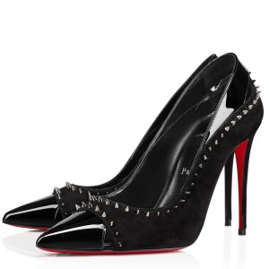 Christian Louboutin Duvette Spikes 85mm Pumps in Black Suede Leather