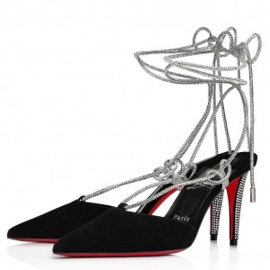 Christian Louboutin Astrid Lace Strass 85mm Strappy Pumps