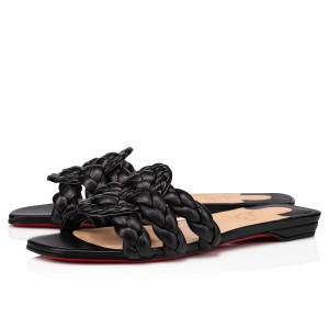 Christian Louboutin Black Nappa Marmela Flat Sandals
