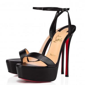 Christian Louboutin Black Loubi Queen Alta 150mm Sandals