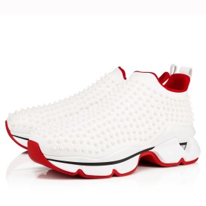 Christian Louboutin Men's Spike Sock Donna Sneakers White